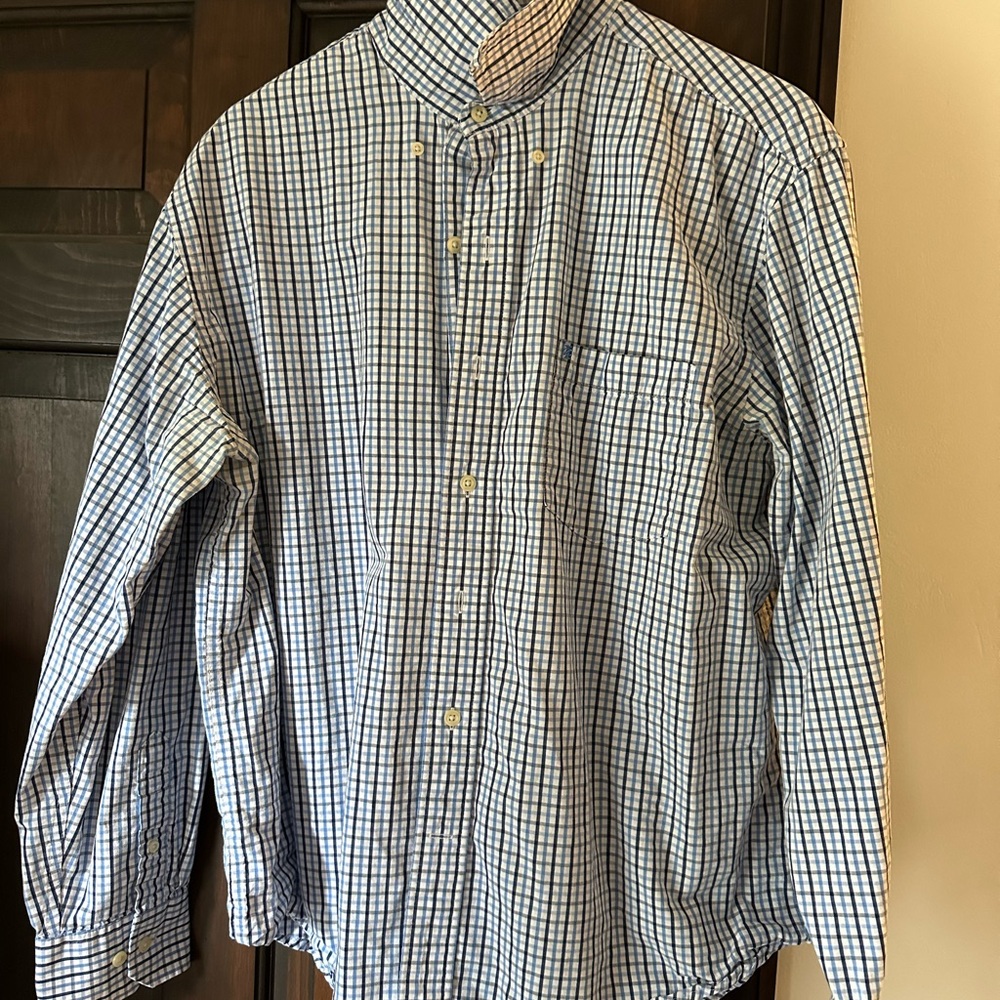 Izod Blue and White Casual Button Down Shirt